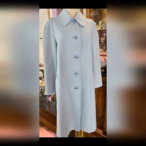 London Fog Blue and White Checkered Coat